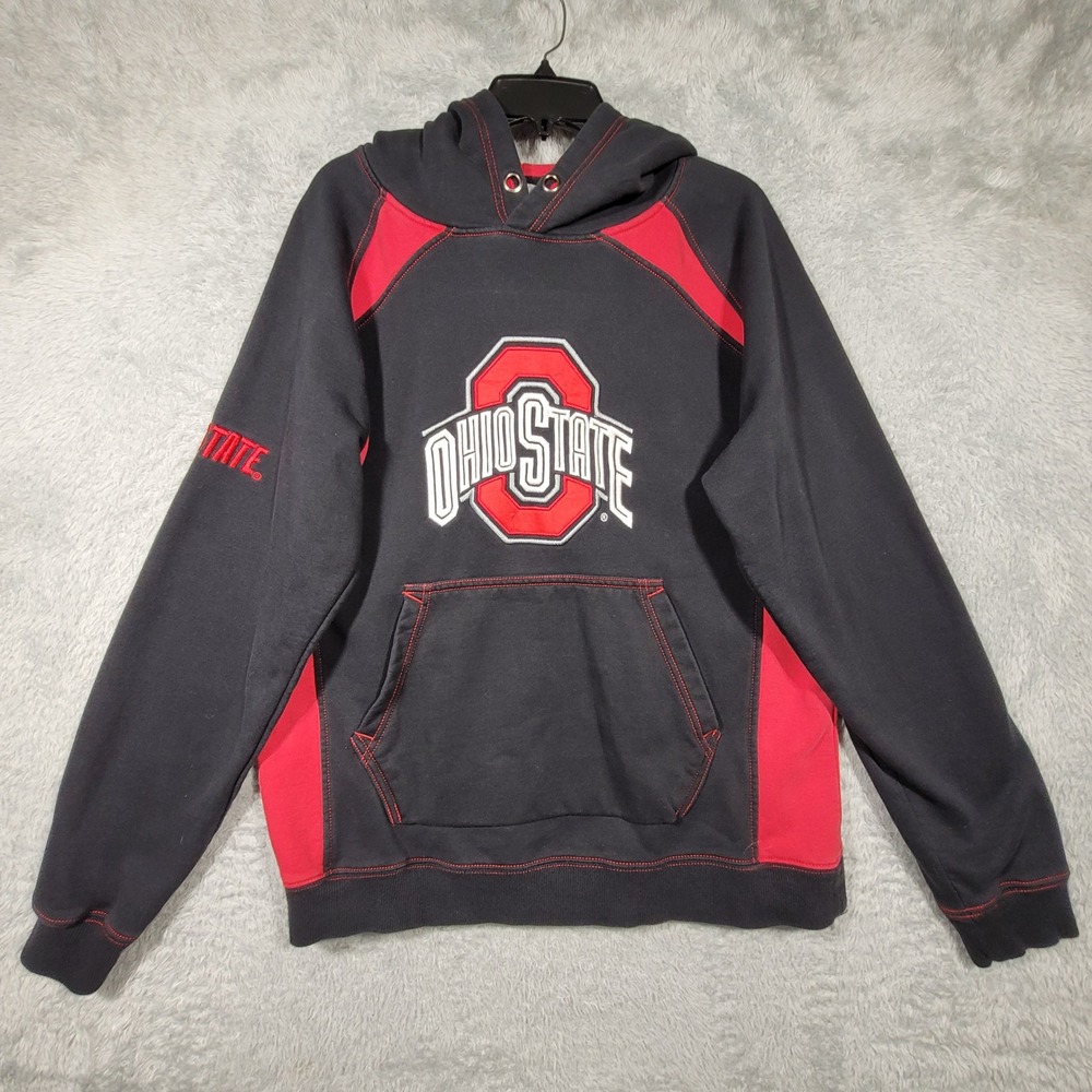 Ohio State Buckeyes Large Hoodie Sweatshirt Embroidered Logo Black Red Colosseum